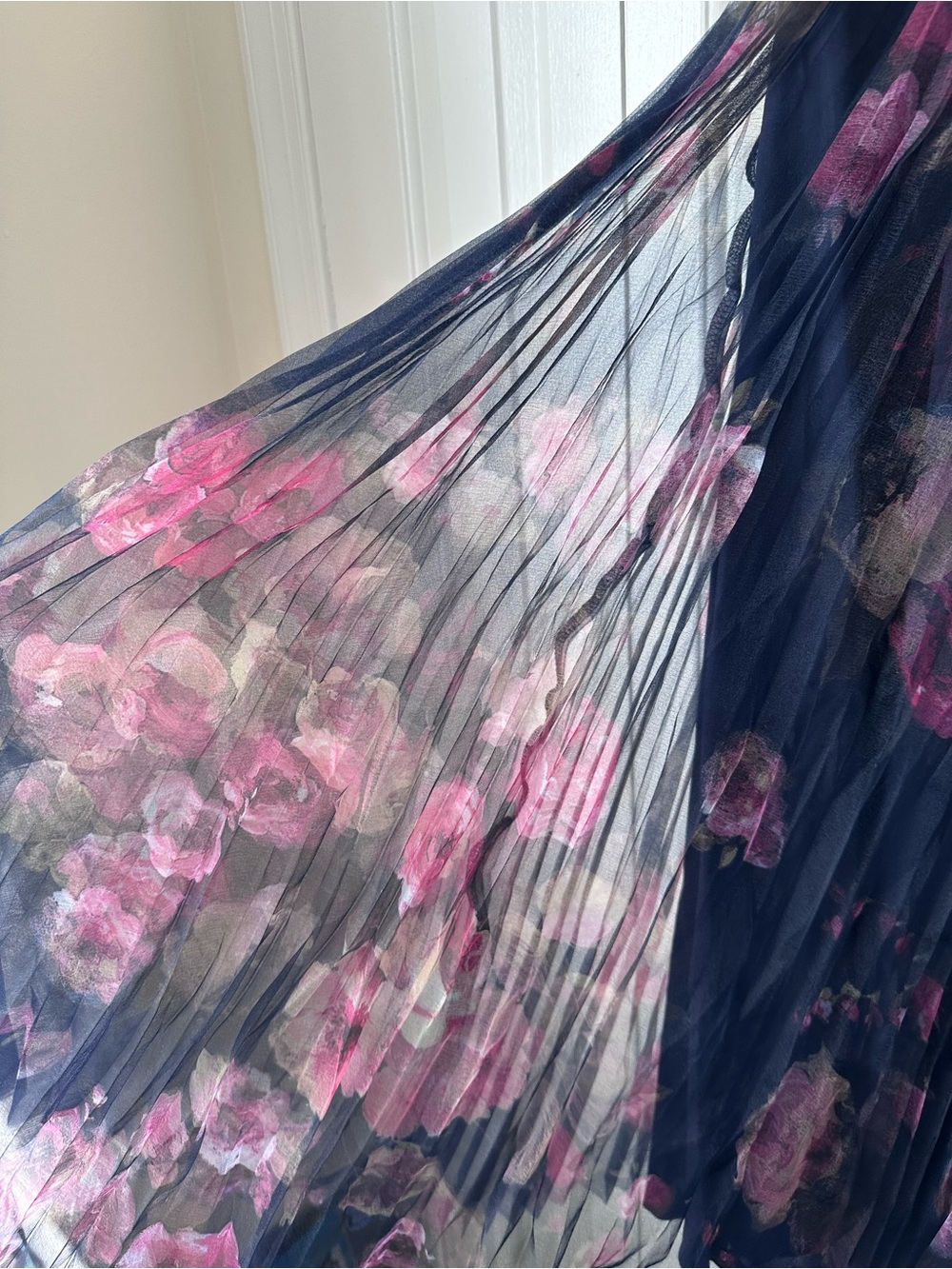 Lulus Alluring Invite Midnight Blue Floral Pleated Bustier Midi Dress XS - Picture 6 of 13